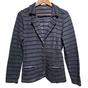 DOLCEZZA Striped Art Blazer Abstract Gallerycore Dark Academia Smart Casual